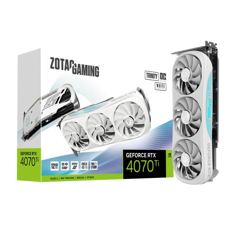 Zotac Gaming GeForce RTX 4070 Ti Trinity OC 12GB GDDR6X Graphics Card - White - كرت شاشة